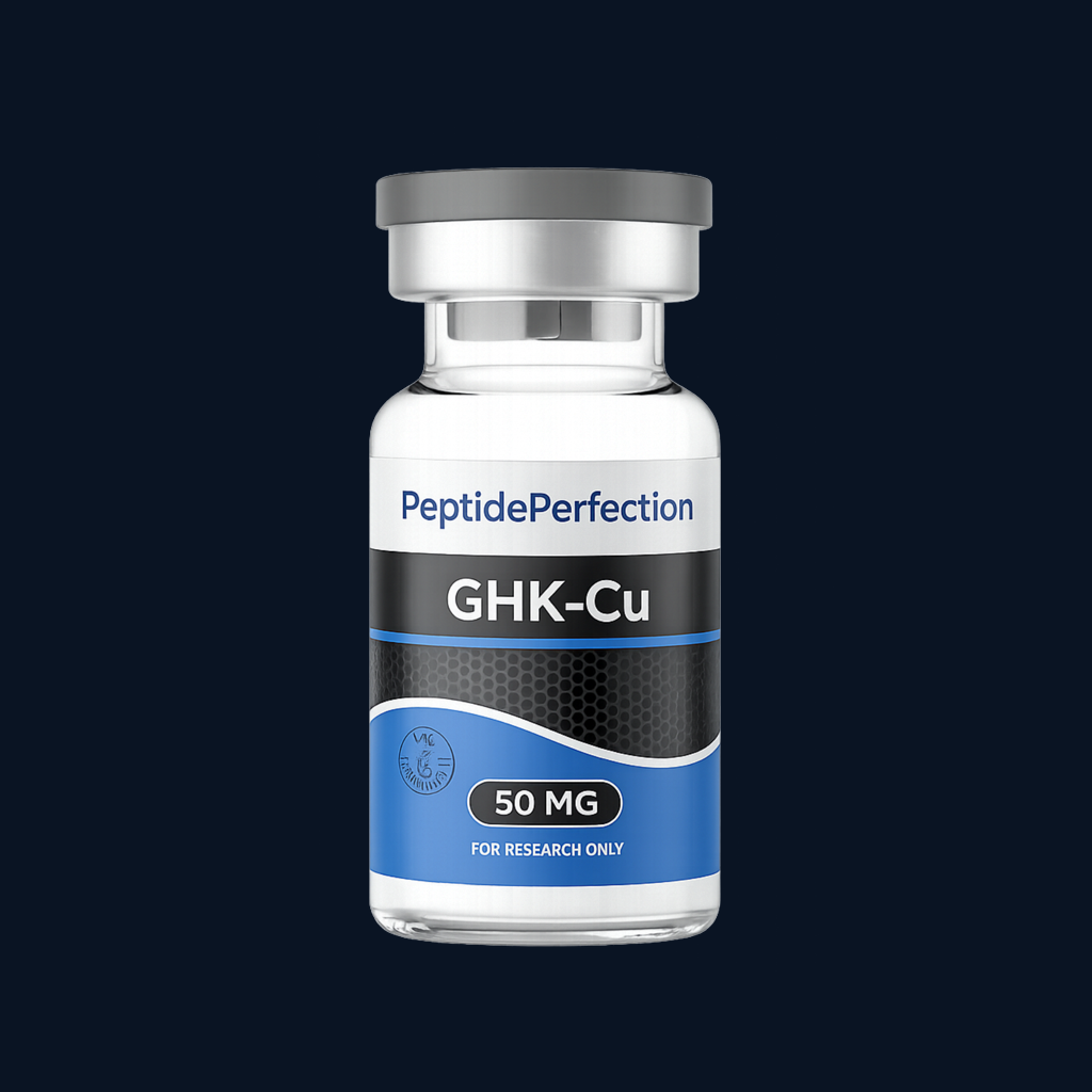 GHK-Cu 50mg lyophilized research vial — copper-binding tripeptide (Glycine-Histidine-Lysine) by PeptidePerfection